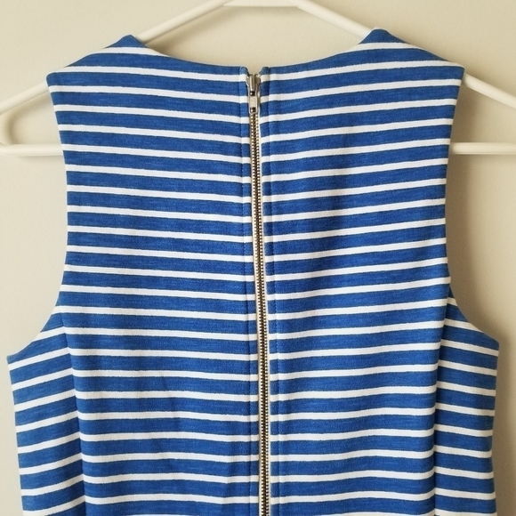 J Crew Blue/White Striped Pleated Ponte Mini Dress with Pockets Size XS - Picture 13 of 13